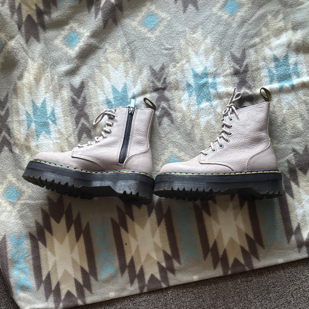 Dr. Martens light tan Chunky Lug-Zip Combat Boots